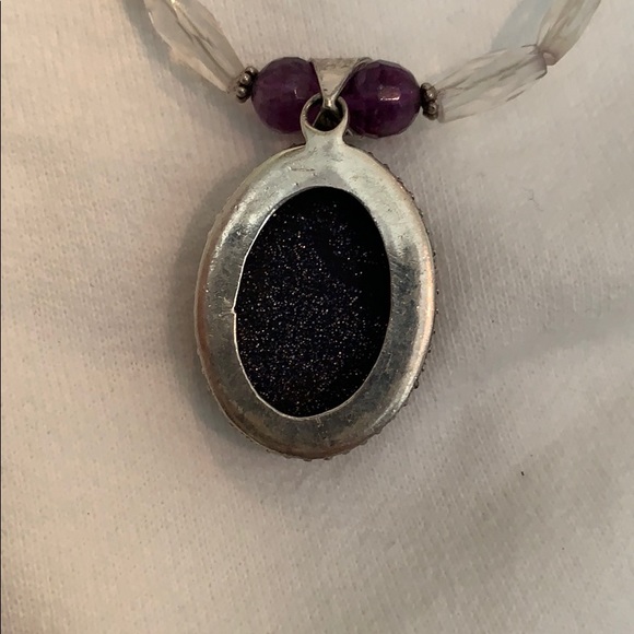 Stunning purple stone pendant necklace. Handmade - Picture 7 of 7